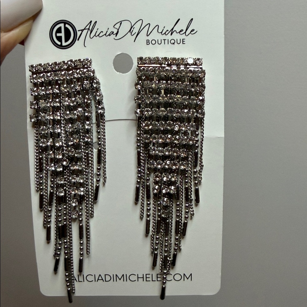 Silver Statement Earrings - image 1